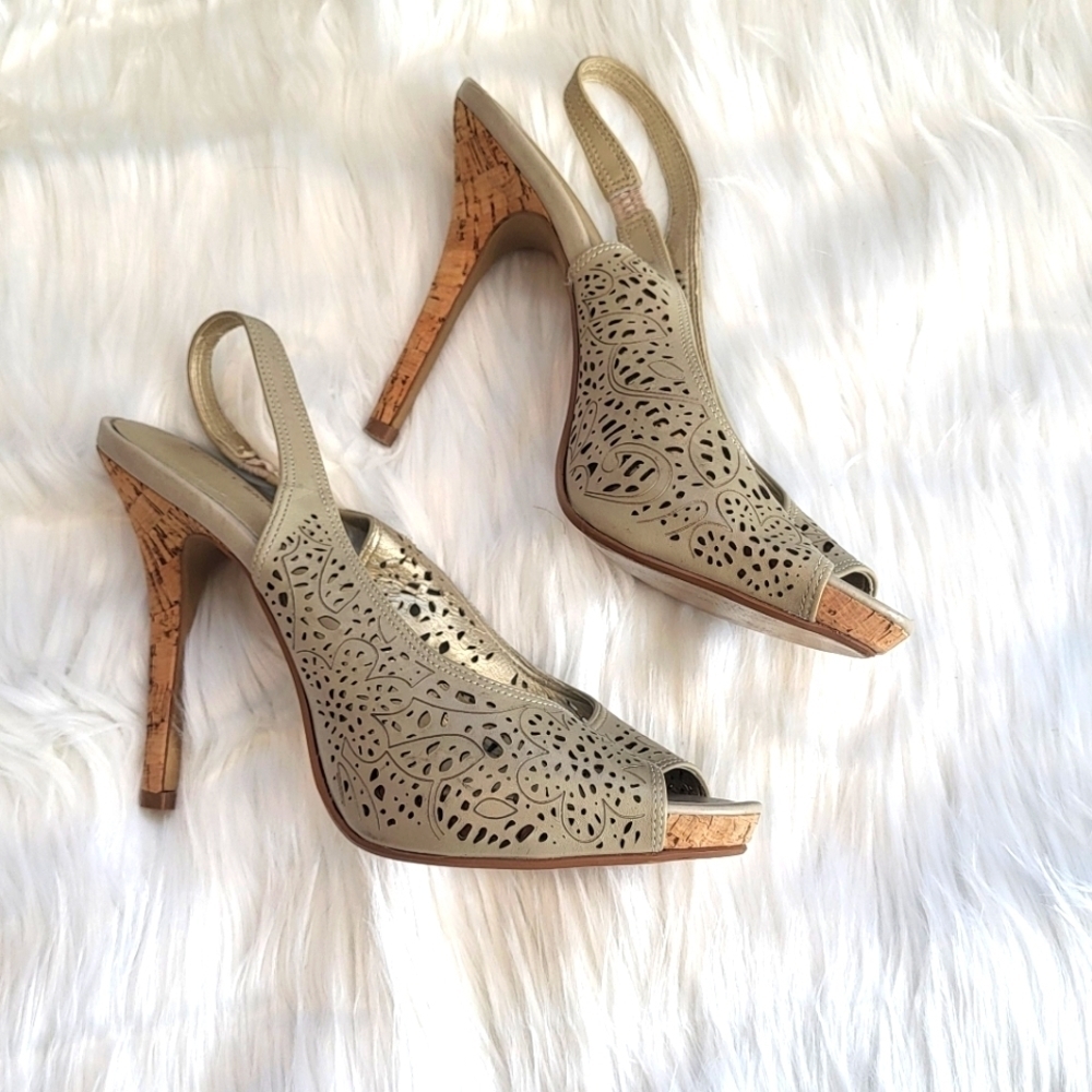 Audrey Brooks Laser Cut Sling back Heels